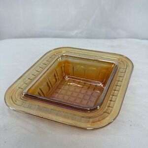 Marigold/Orange Imperial Iridescent‎ Glass Diamond Shape Dish